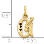 10K Gold Initial G Charm Polished Solid Small Yellow Gold Pendant
