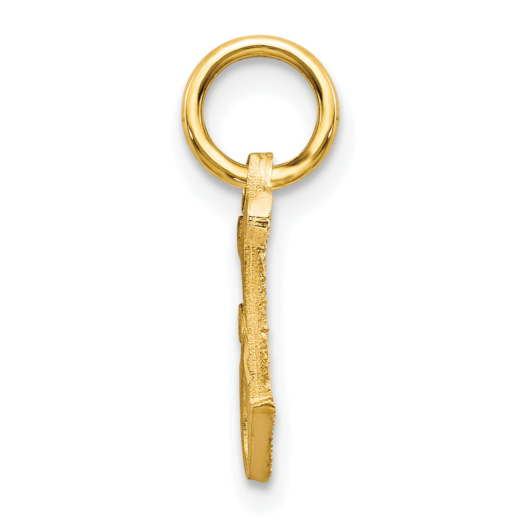10K Gold Polished Initial J Charm Small, Solid, Elegant Design