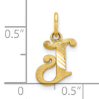 10K Gold Polished Initial J Charm Small, Solid, Elegant Design