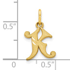 10K Gold Initial K Charm with Polished Finish Solid Design