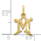 10K Gold Initial M Charm with Polished Finish  Elegant and Solid Design