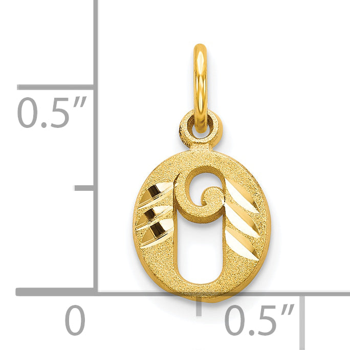 10K Gold O Initial Charm with Polished Finish Petite & Elegant Design