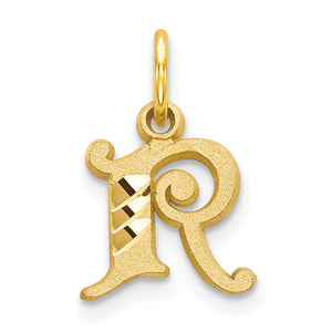 Initial R Charm in 10K Yellow Gold, Diamond-Cut - Sophia Jewelers