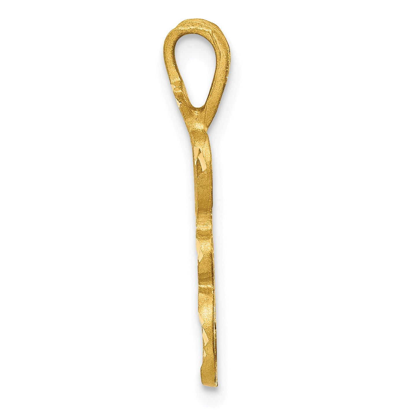 10K Gold Diamond-Cut Initial A Charm with Polished Grooved Design Secondary image