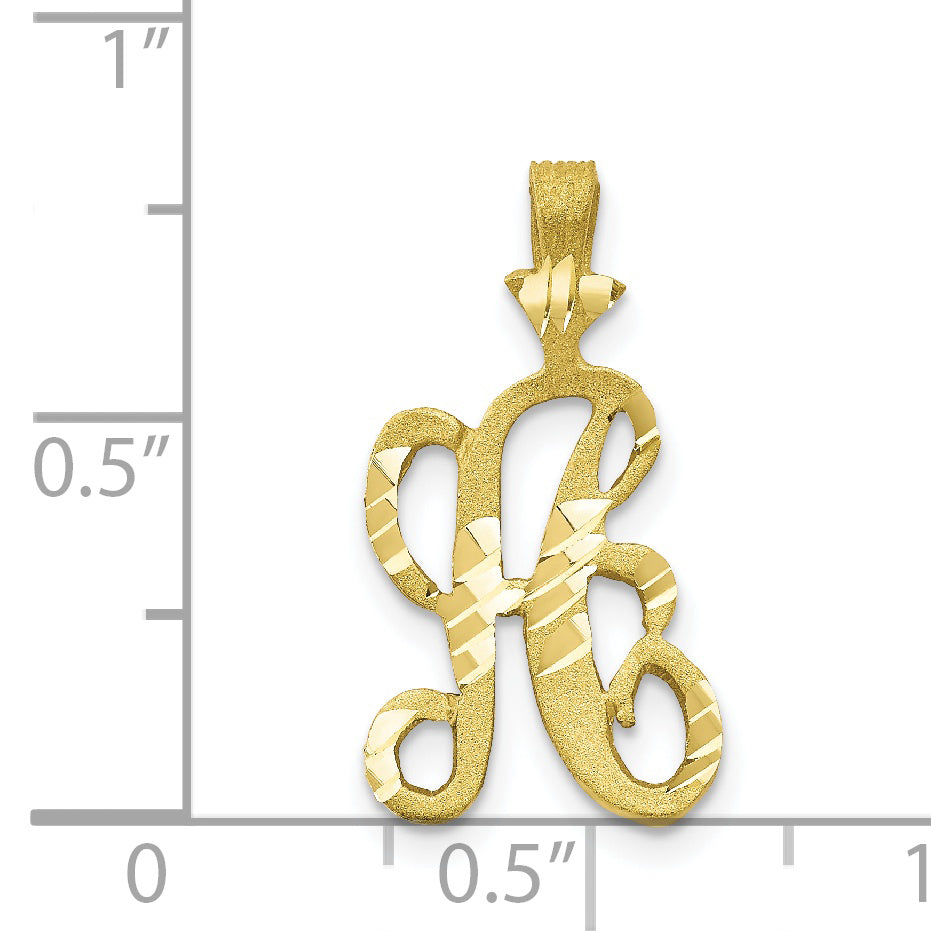 10K Diamond-cut Grooved Initial A Charm