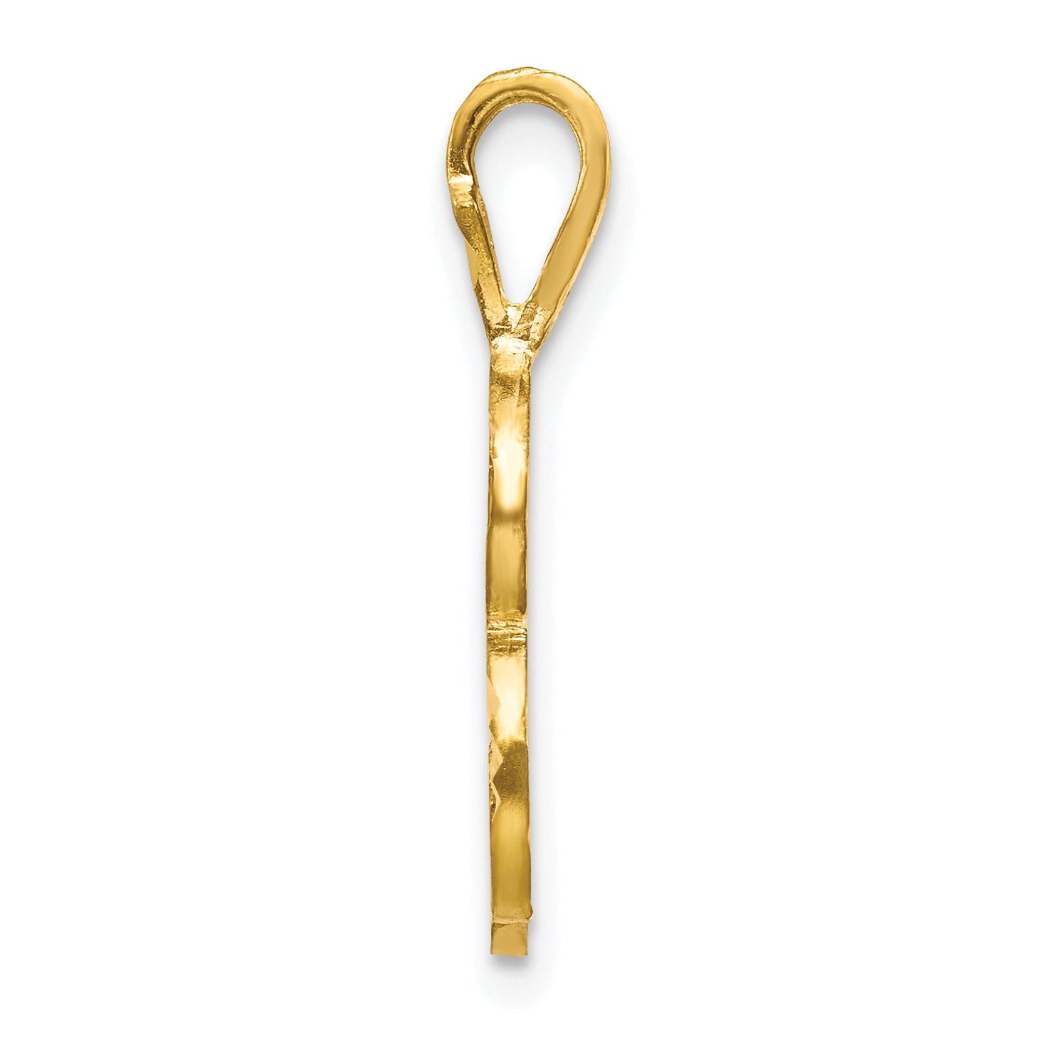 10K Yellow Gold Diamond-Cut Initial B Charm with Polished Grooved Design Secondary image