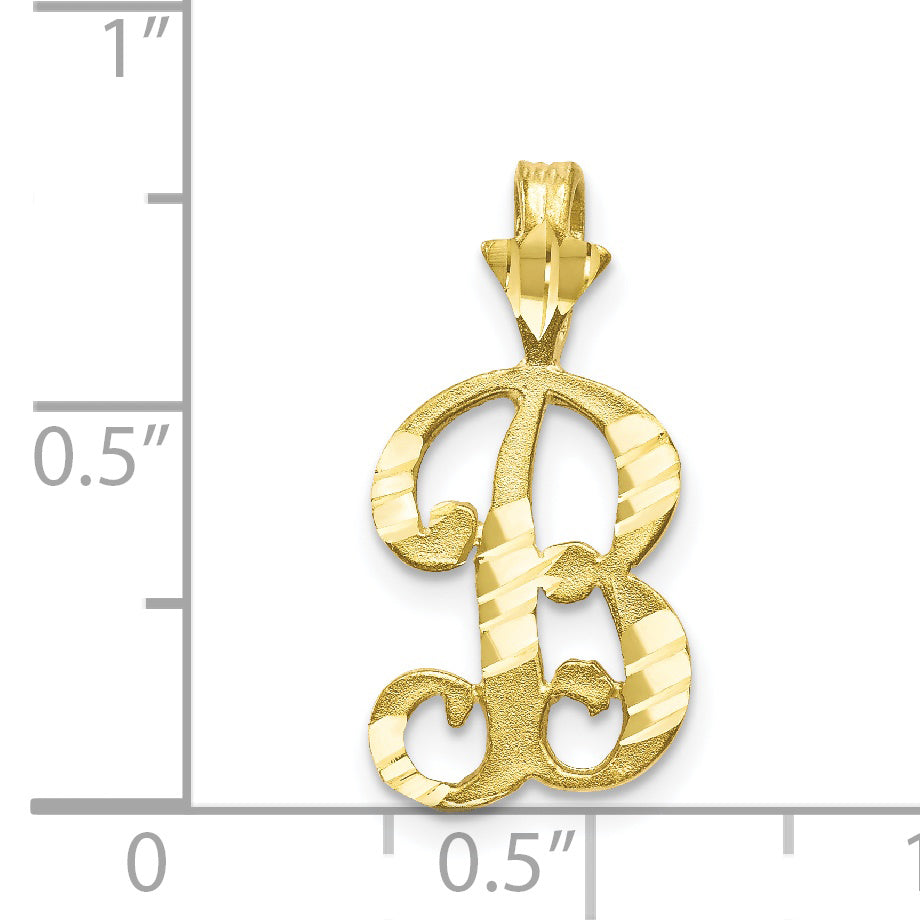 10K Diamond-cut Grooved Initial B Charm