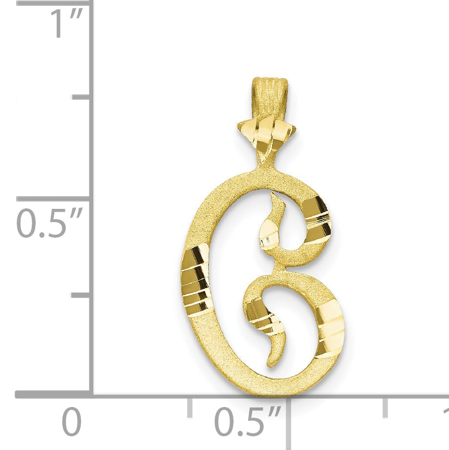 10K Diamond-cut Grooved Initial C Charm