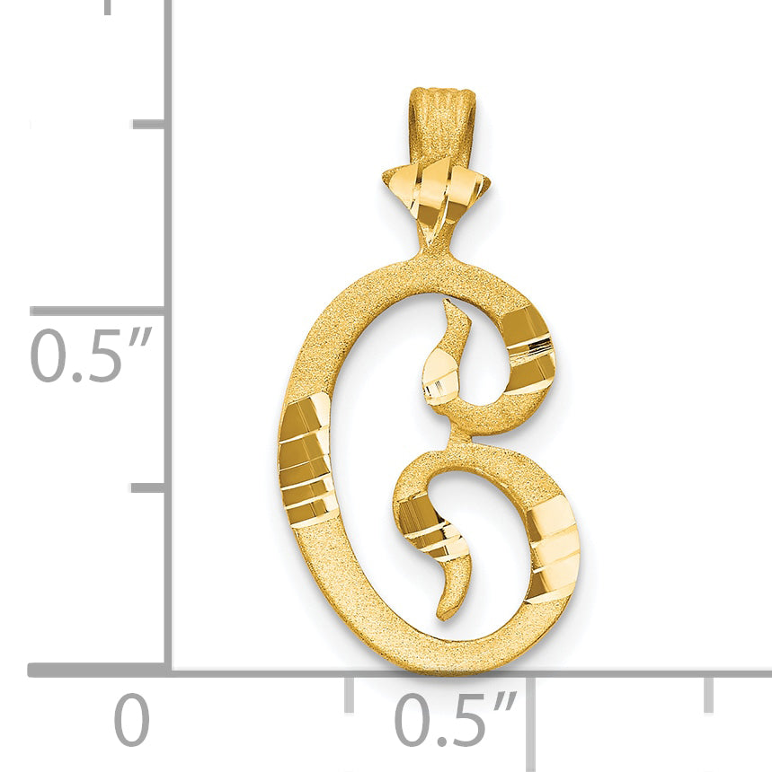 10K Gold Diamond-Cut Grooved Initial C Charm  Polished & Elegant