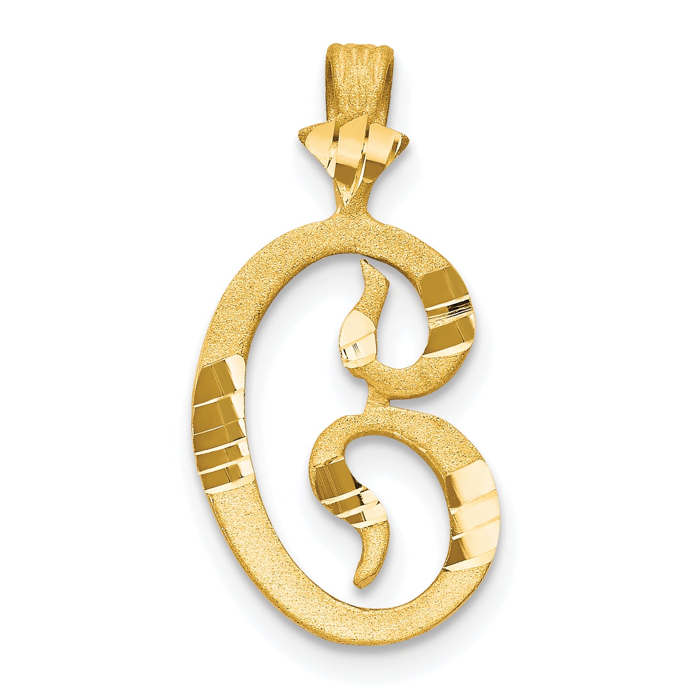 10k Diamond-cut Grooved Initial C Charm Main image