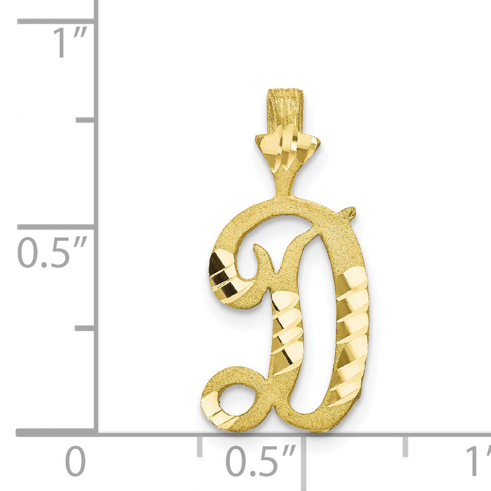 10K Diamond-cut Grooved Initial D Charm