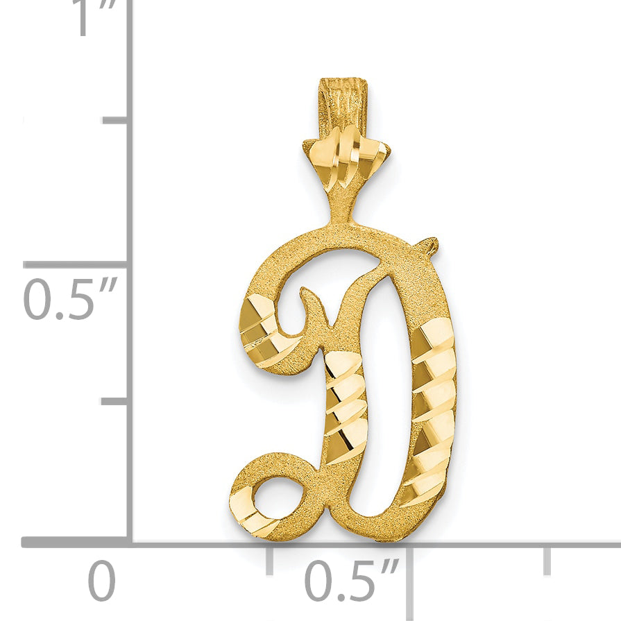 10K Gold Diamond-Cut Initial D Charm with Polished Finish