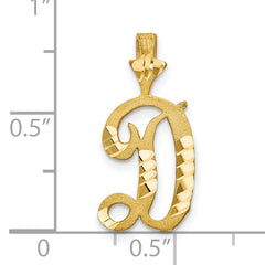 10K Gold Diamond-Cut Initial D Charm with Polished Finish