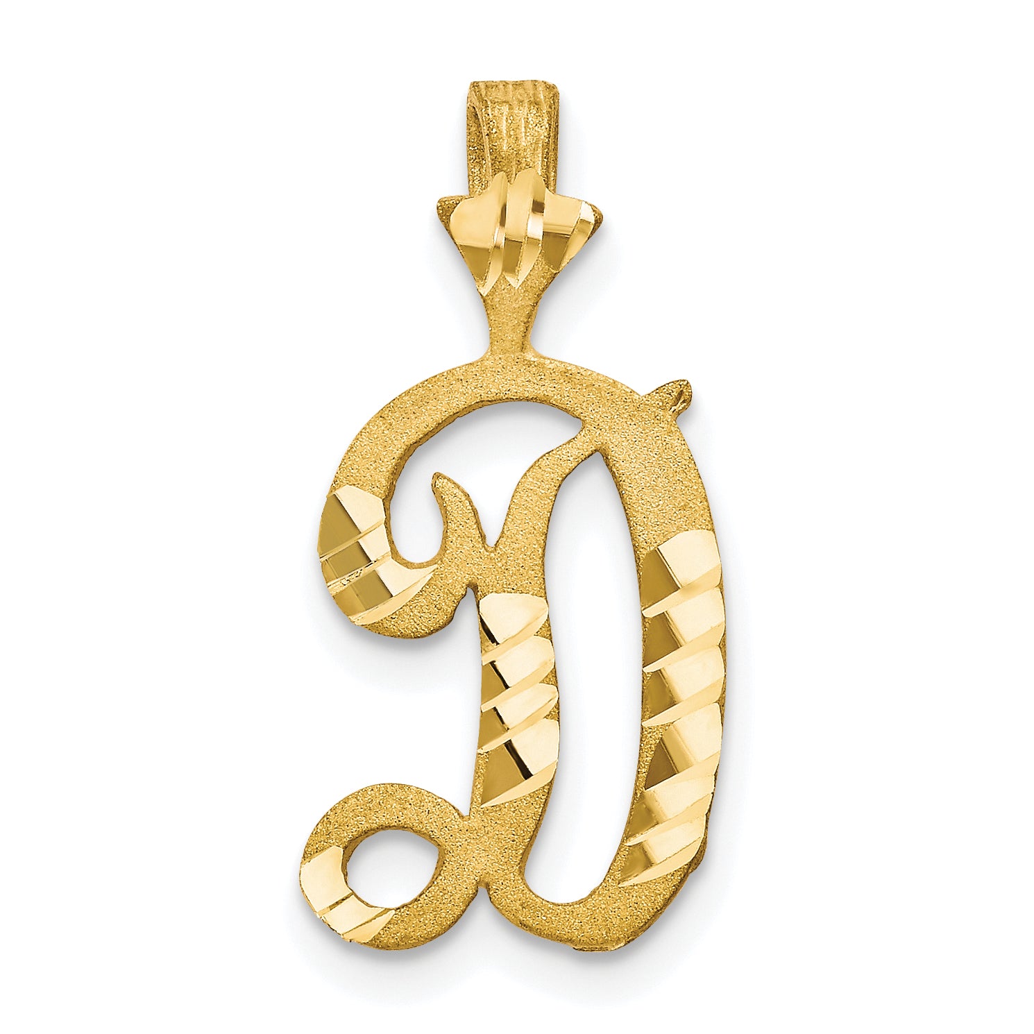 10k Diamond-cut Grooved Initial D Charm Main image