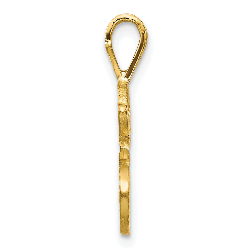 10K Gold Initial E Pendant with Polished Solid Finish
