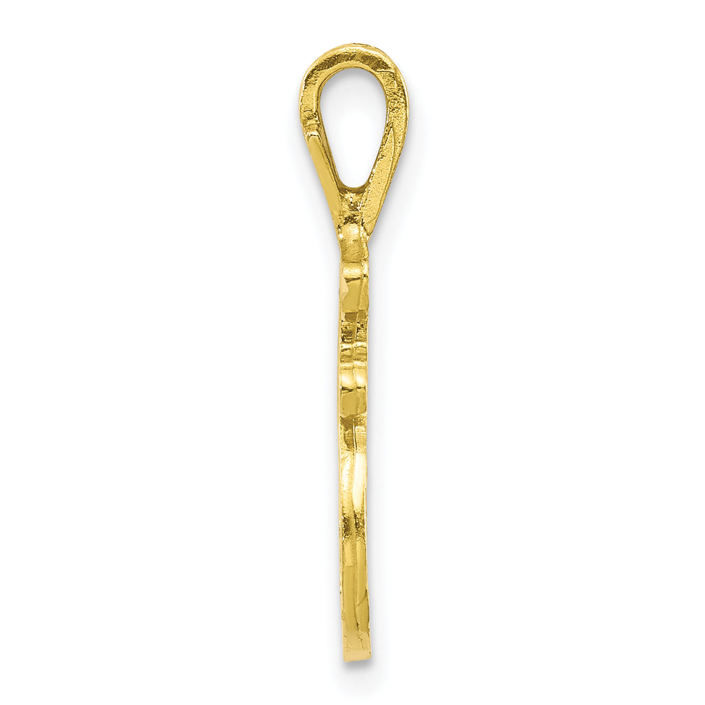10K Diamond-cut Grooved Initial A Charm