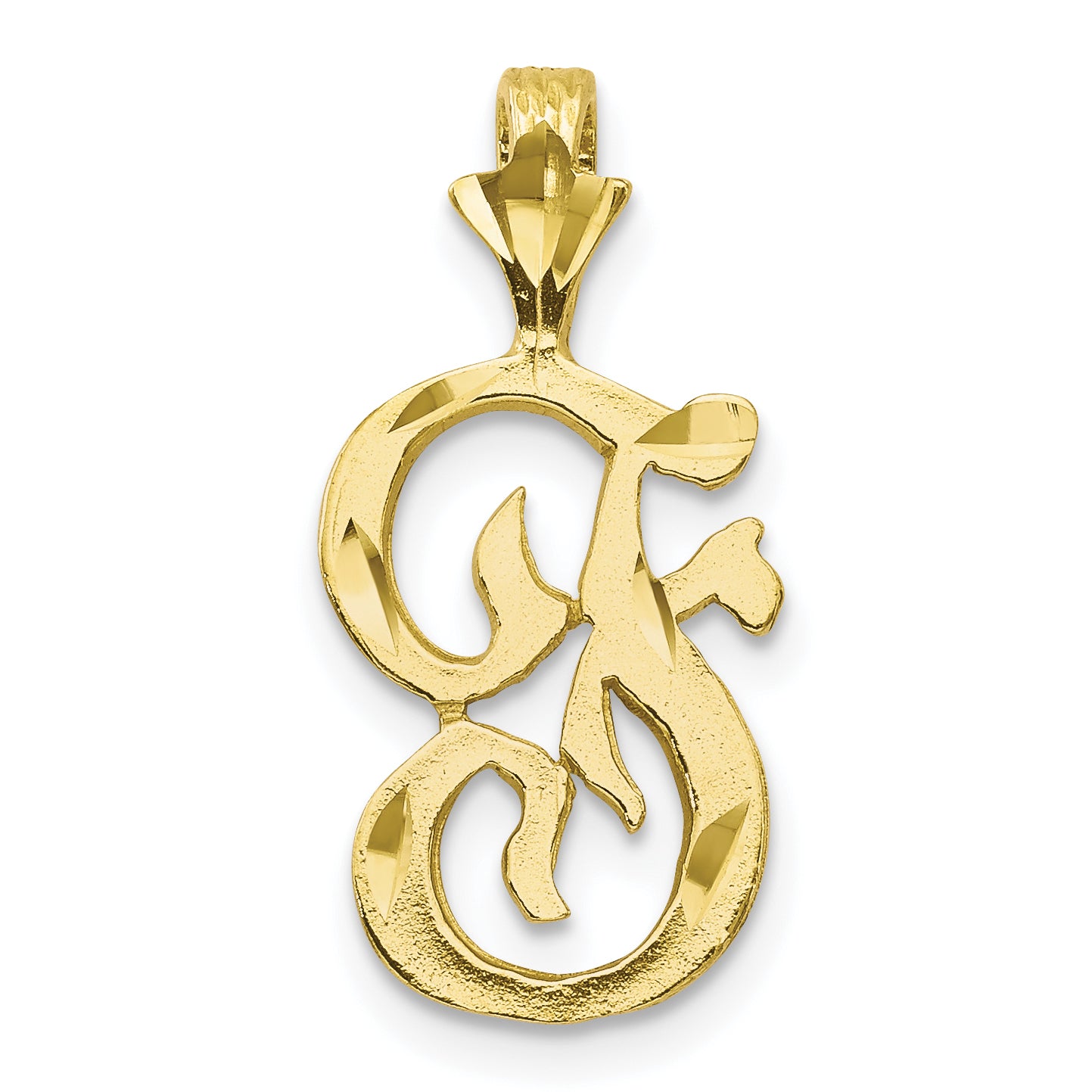 10K Diamond-cut Grooved Initial A Charm