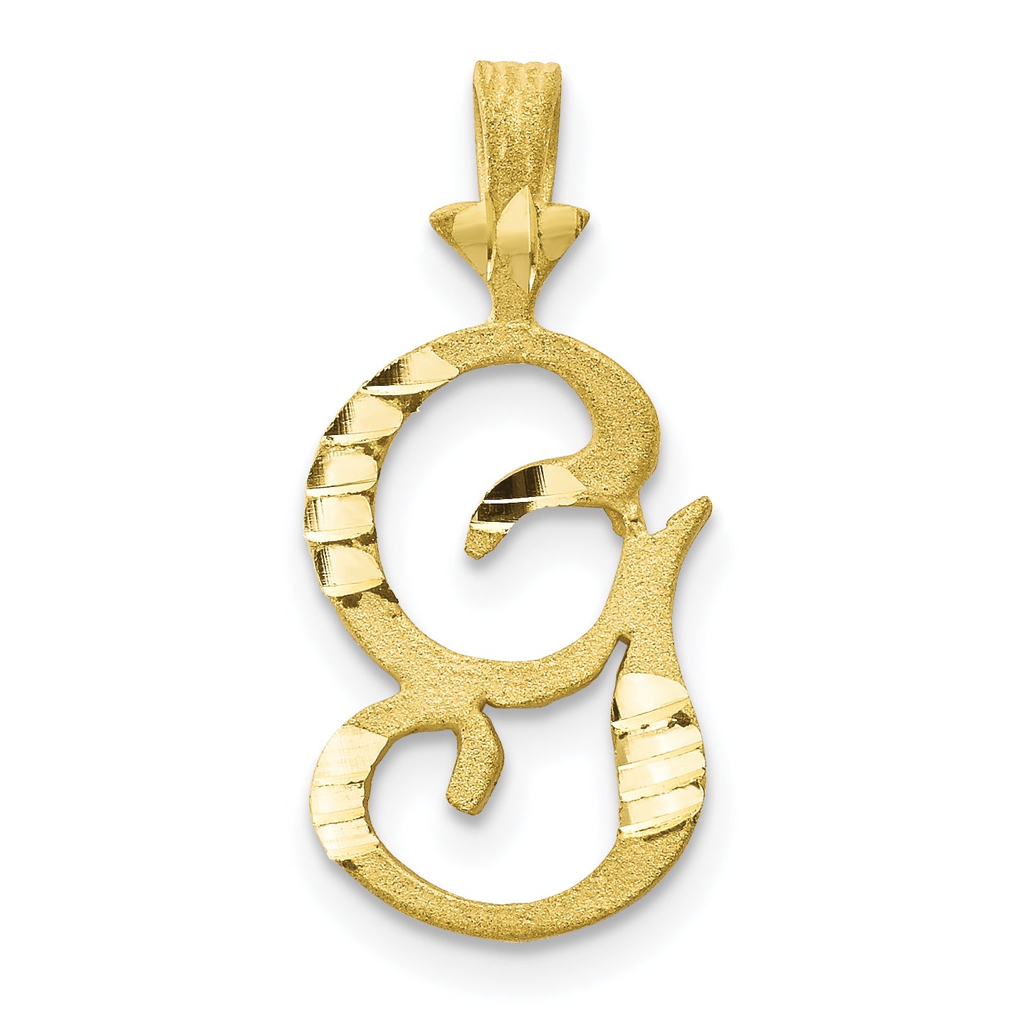 10K Diamond-cut Grooved Initial A Charm