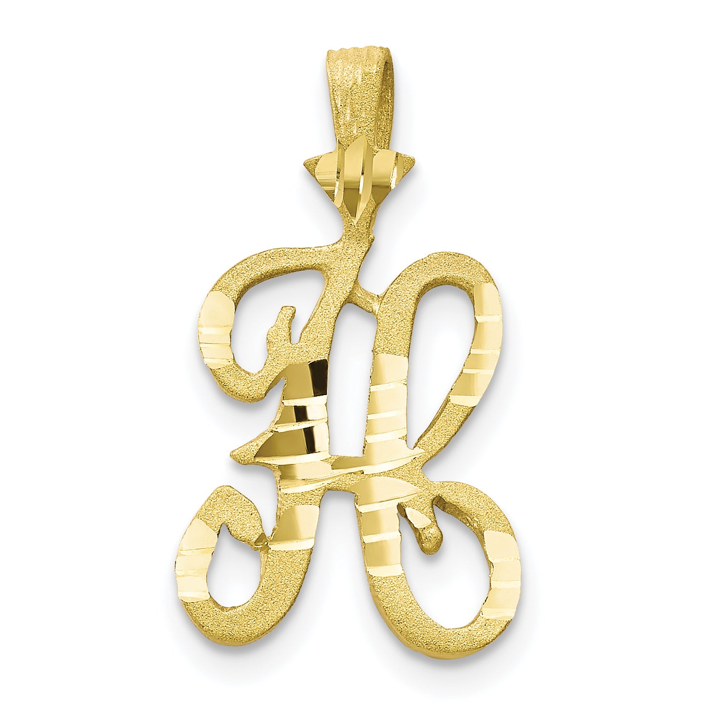 10K Diamond-cut Grooved Initial A Charm
