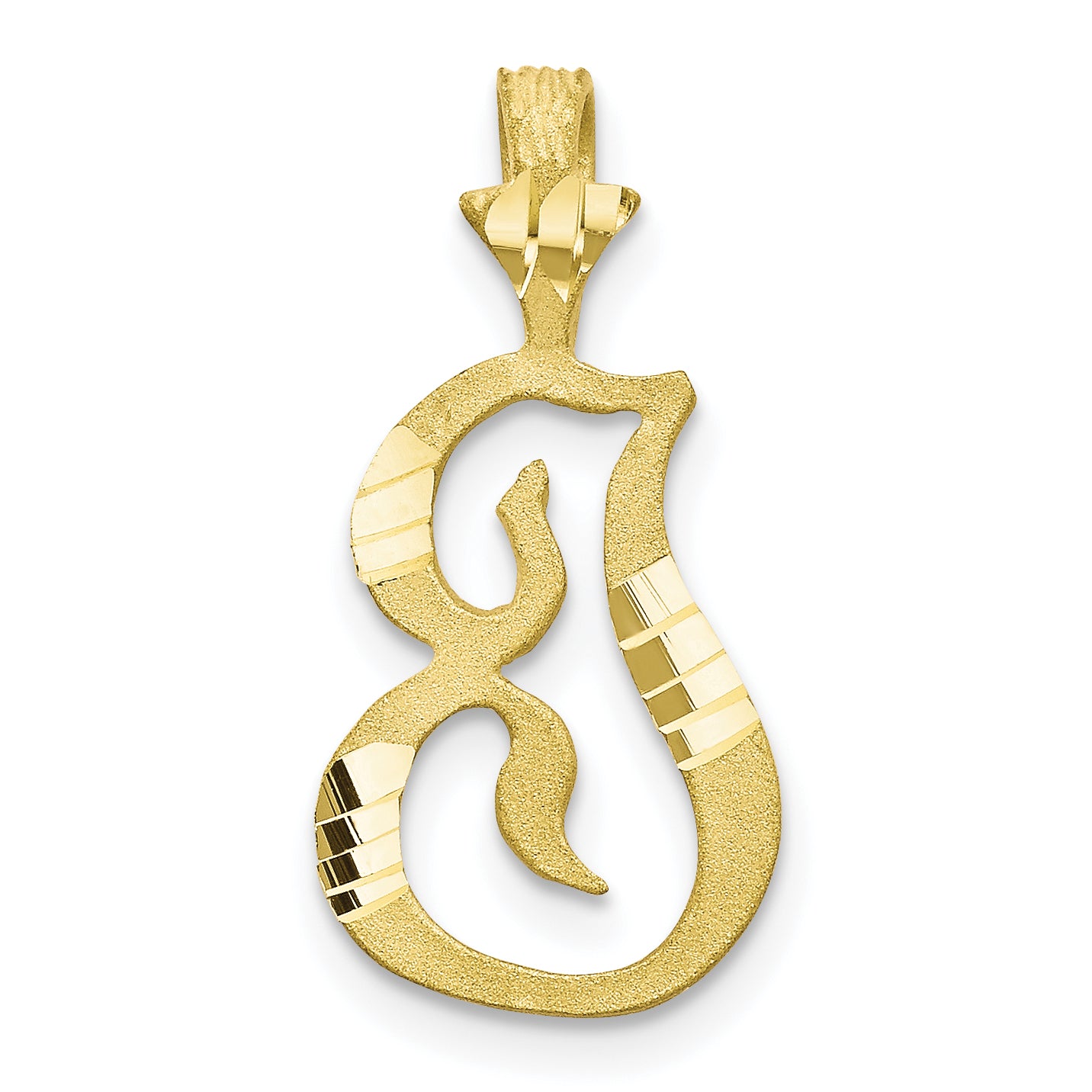 10K Diamond-cut Grooved Initial A Charm