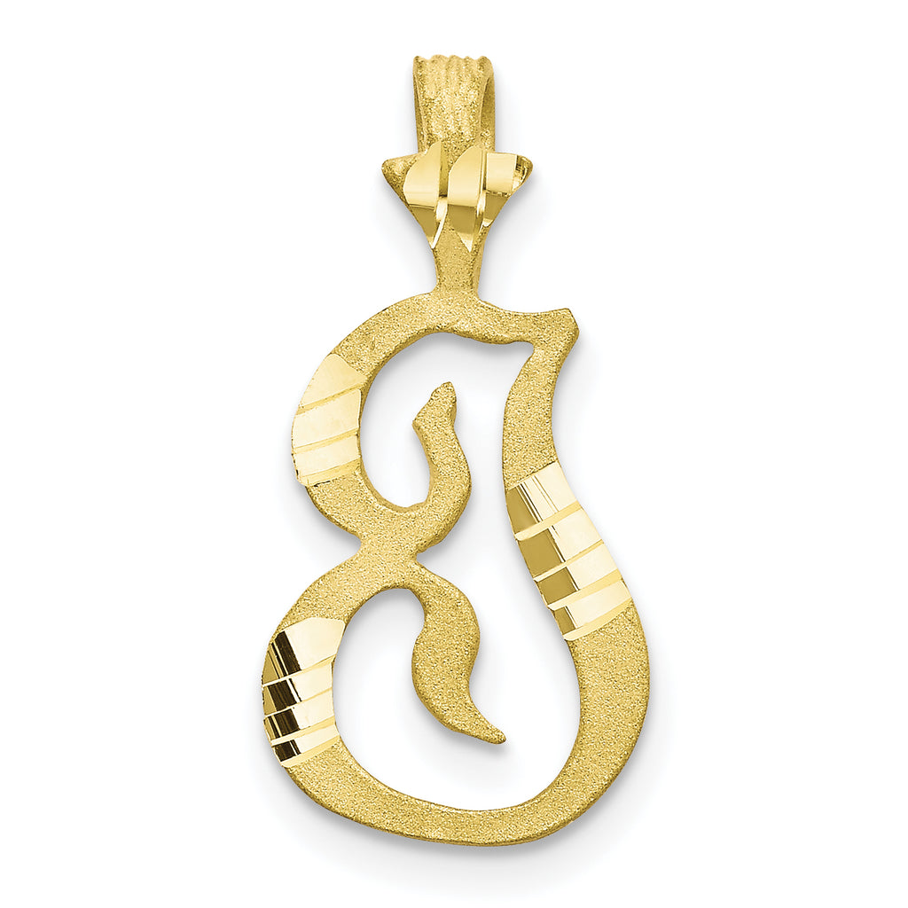 10K Diamond-cut Grooved Initial A Charm
