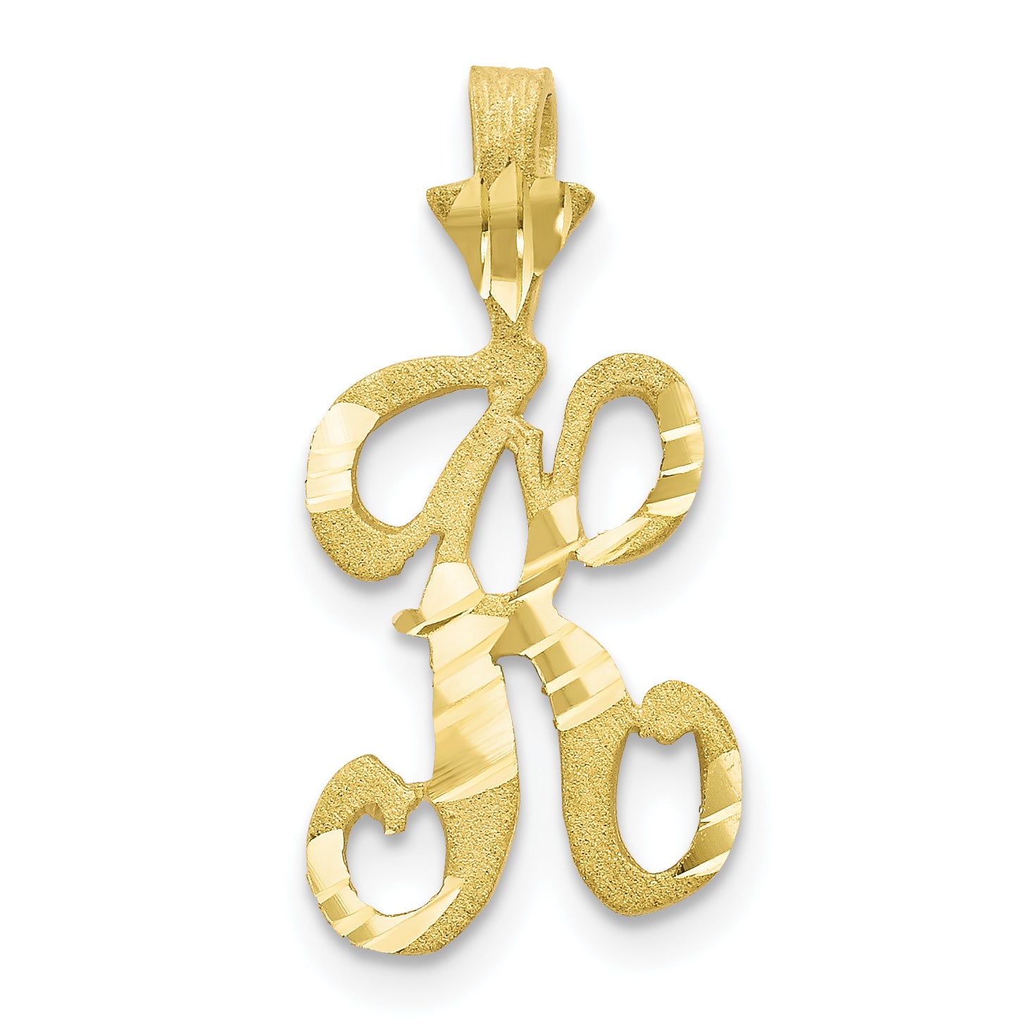10K Diamond-cut Grooved Initial A Charm
