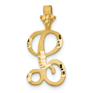 Initial L Pendant in 10K Yellow Gold, Satin & Diamond-Cut - Sophia Jewelers