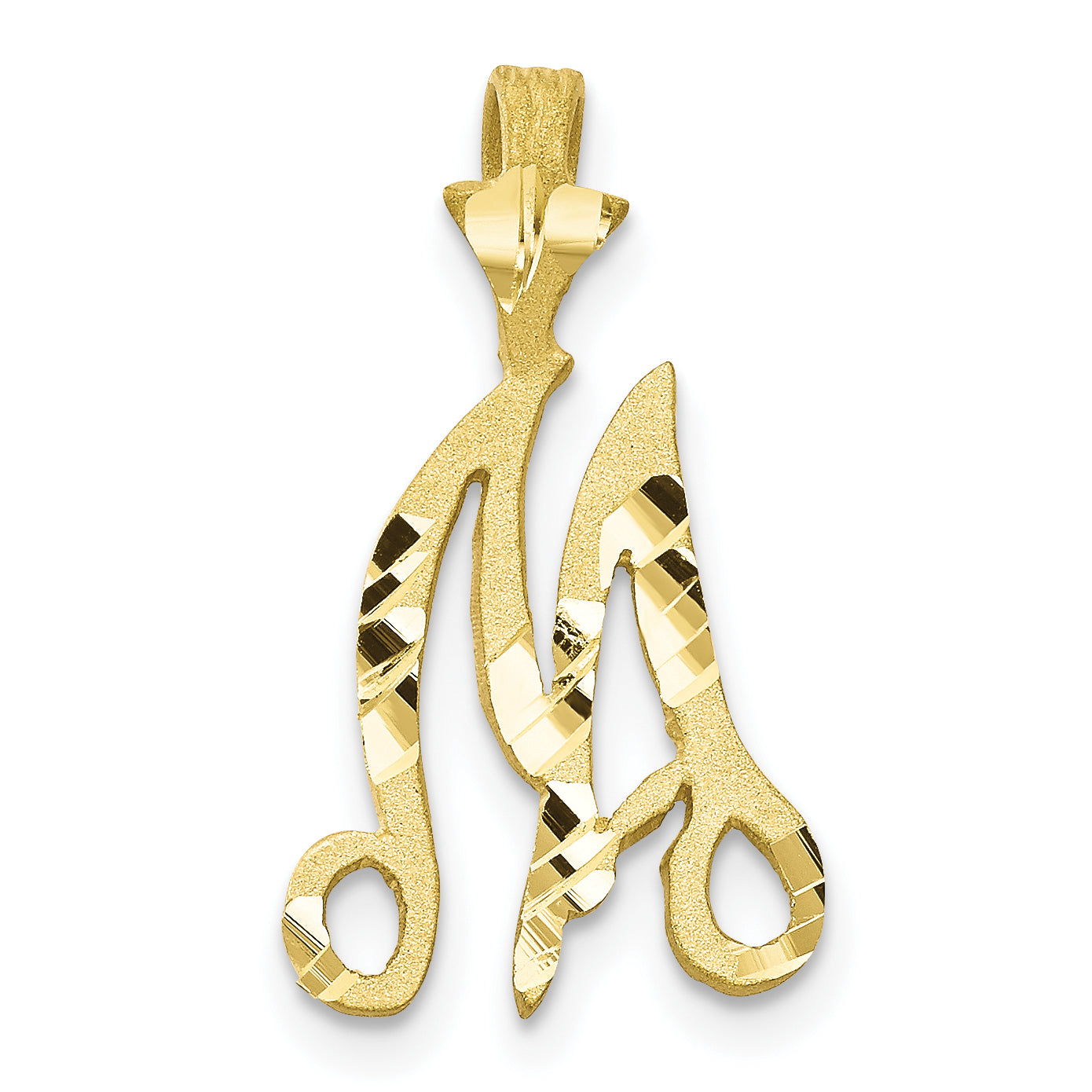 10K Diamond-cut Grooved Initial A Charm
