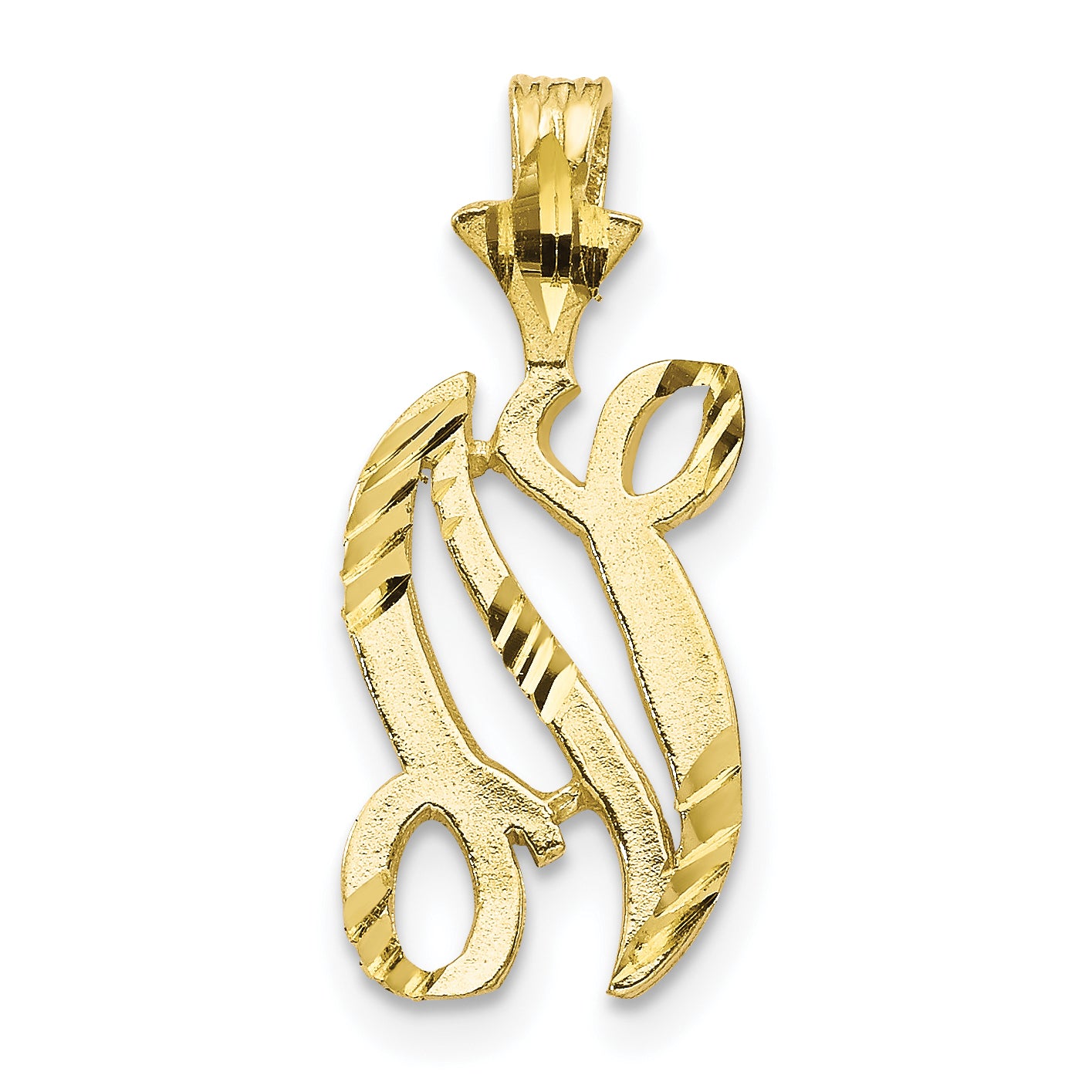10K Diamond-cut Grooved Initial A Charm