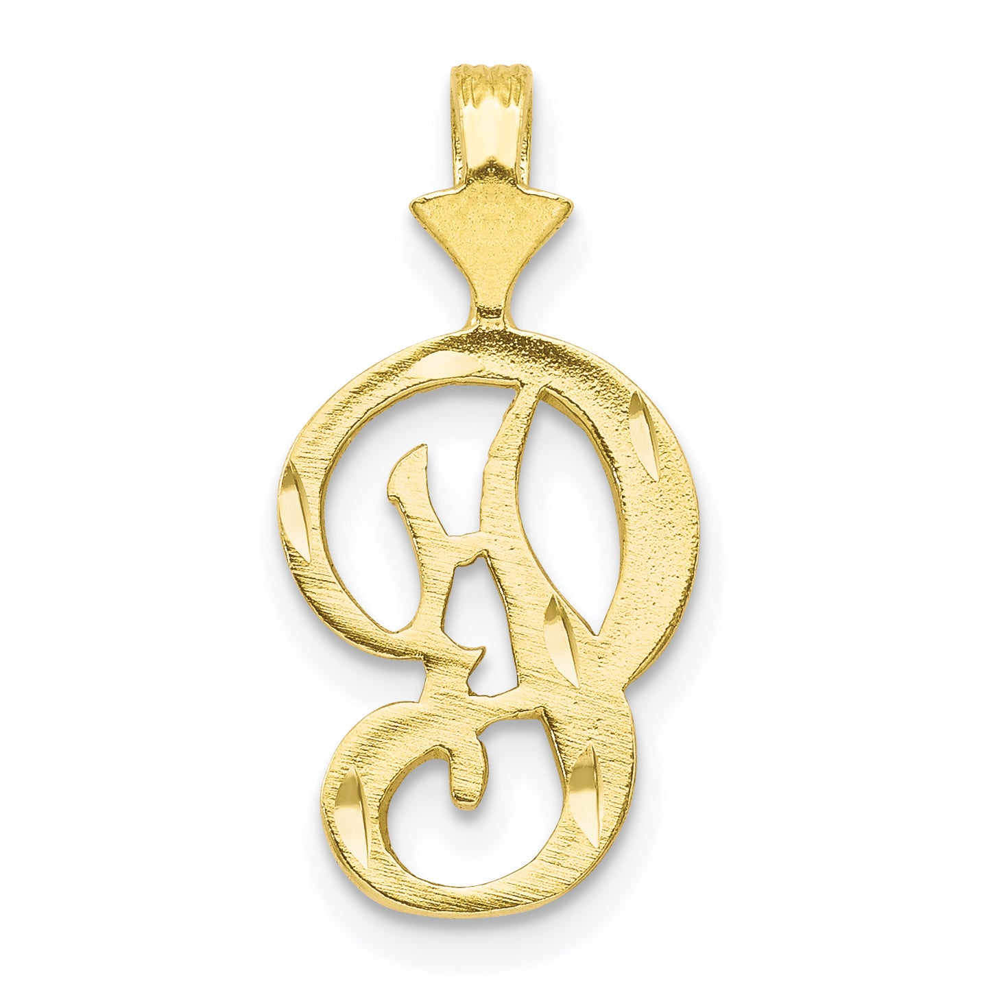 10K Diamond-cut Grooved Initial A Charm