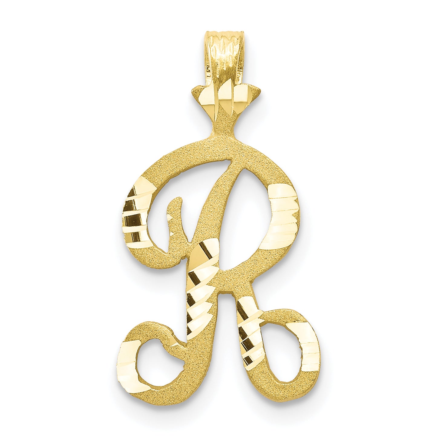 10K Diamond-cut Grooved Initial A Charm