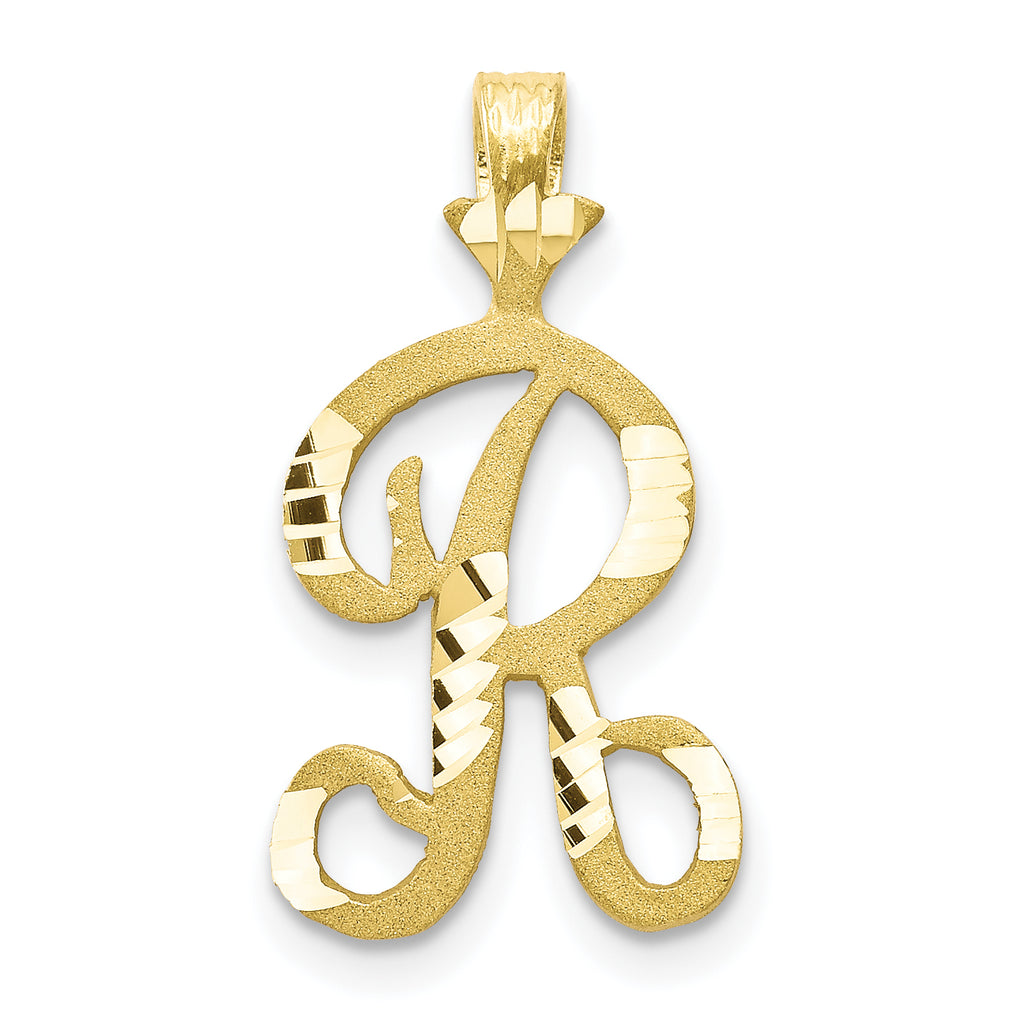 10K Diamond-cut Grooved Initial A Charm