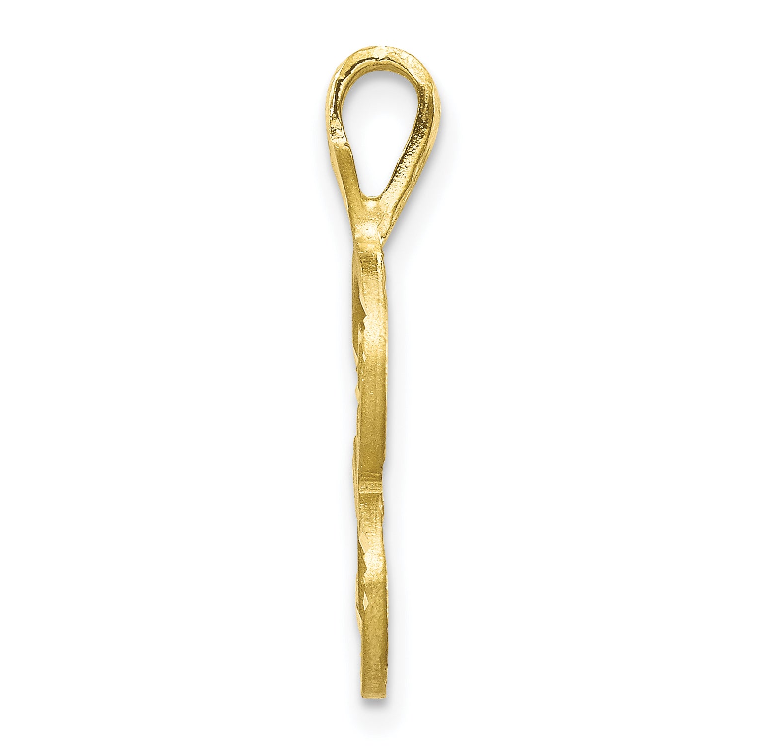 10K Diamond-cut Grooved Initial A Charm