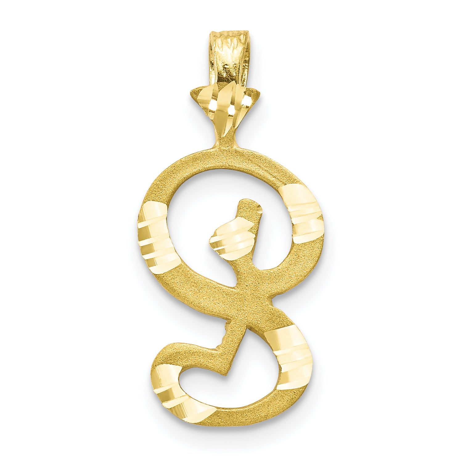 10K Diamond-cut Grooved Initial A Charm