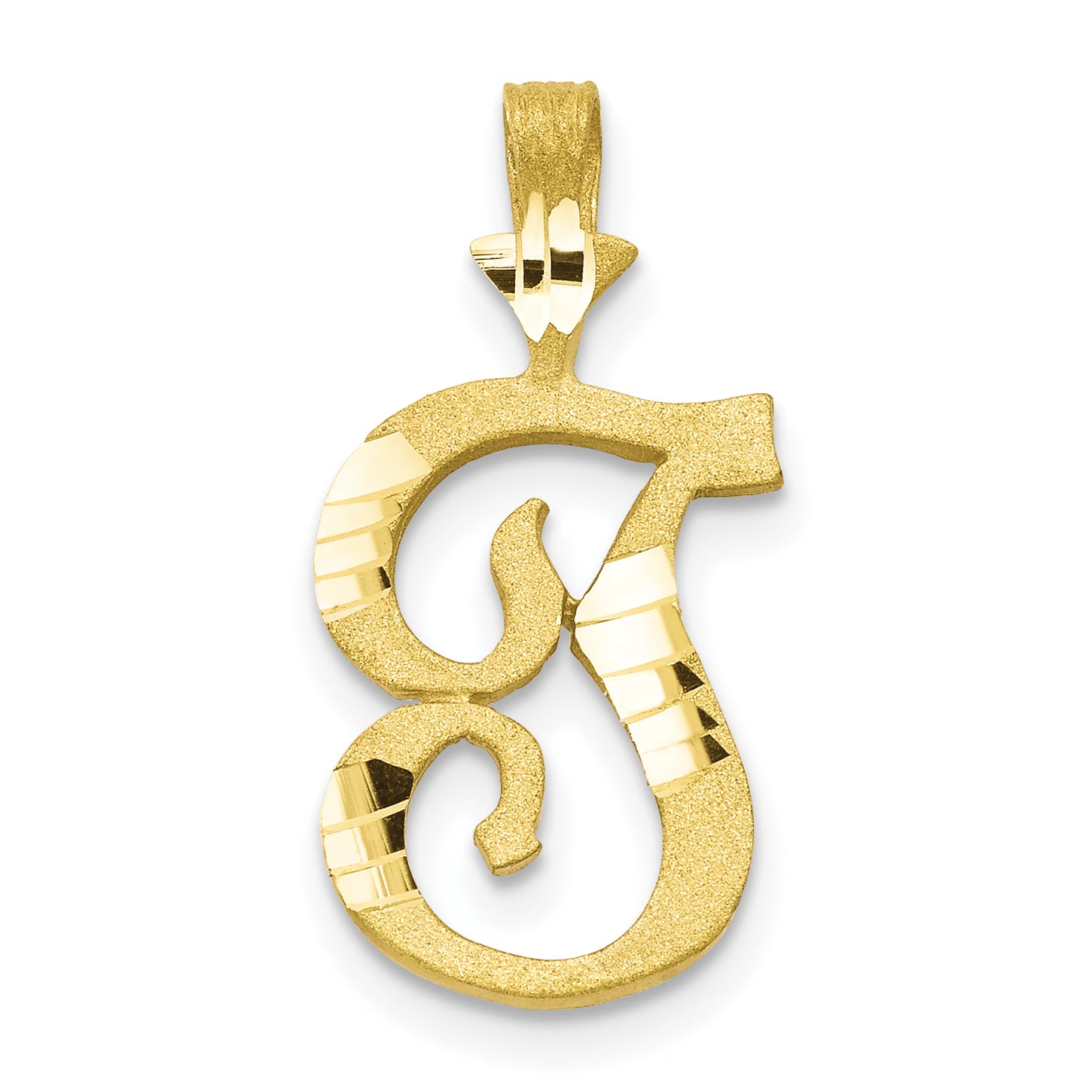10K Diamond-cut Grooved Initial A Charm
