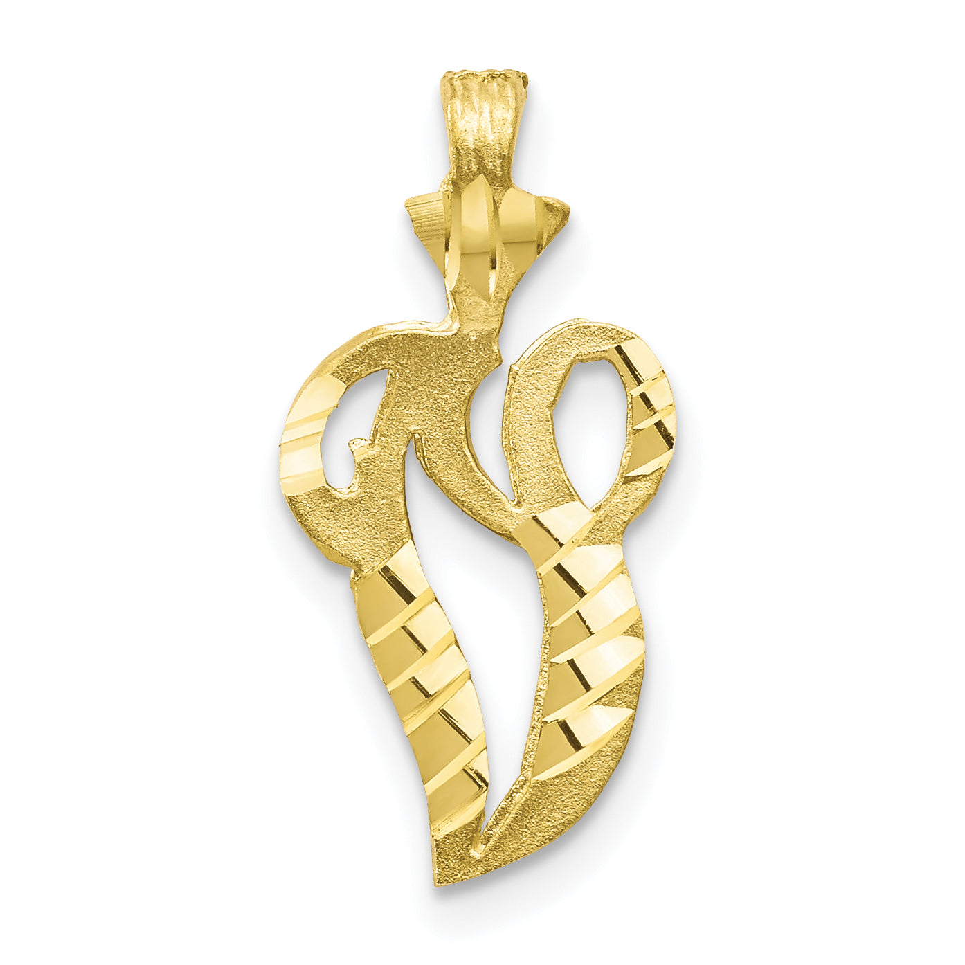 10K Diamond-cut Grooved Initial A Charm