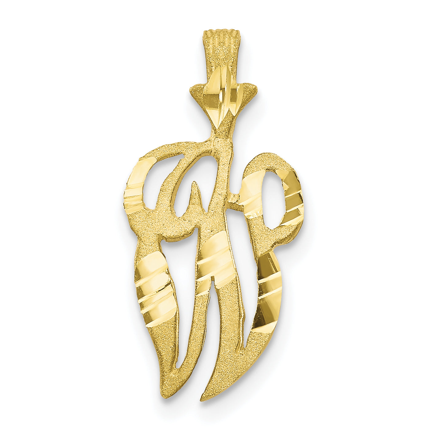 10K Diamond-cut Grooved Initial A Charm