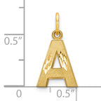 10K Gold Satin Diamond-Cut Initial A Charm  Elegant Polished Finish