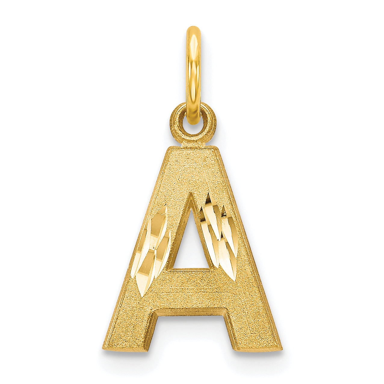 10K Satin Diamond-cut Initial A Charm Main image