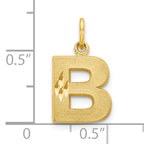 10K Gold Satin Diamond-Cut Initial B Charm Polished, Solid, Elegant