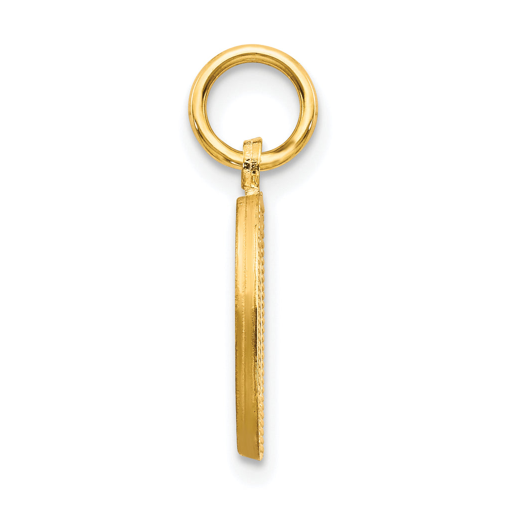 10K Gold Satin Diamond-Cut Initial D Charm  Polished & Solid Design