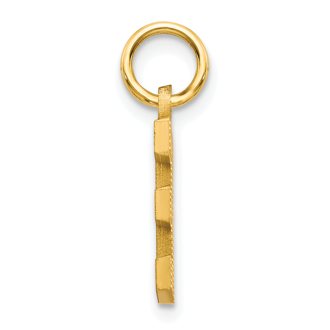 10K Yellow Gold Initial E Charm with Brushed Finish  Solid and Elegant