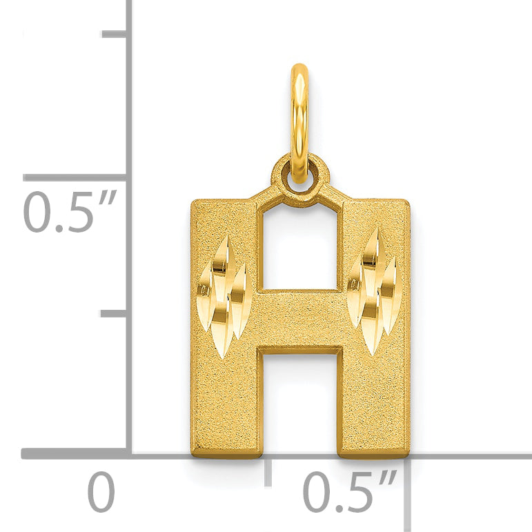 10K Gold Brushed Initial H Charm Solid Elegant Design