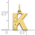 10K Yellow Gold Initial K Charm with Brushed Solid Finish
