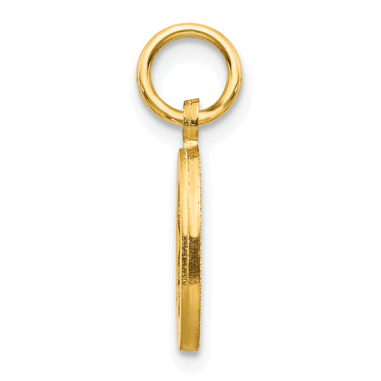 10K Yellow Gold Initial O Charm with Brushed Finish Solid and Elegant