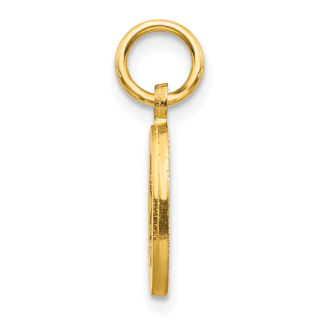 10K Yellow Gold Initial O Charm with Brushed Finish Solid and Elegant