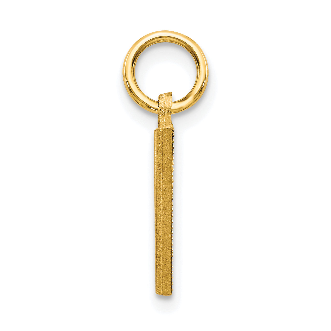 10K Yellow Gold Initial V Charm with Brushed Finish Solid & Elegant