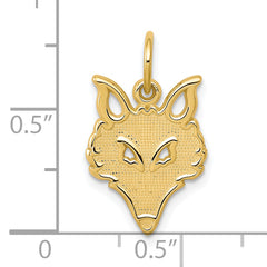 10K Gold Polished Small Fox Head Charm  Elegant & Solid Design