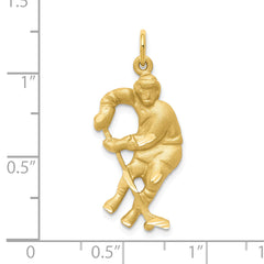 10K Gold Polished Hockey Player Charm Solid and Themed Design