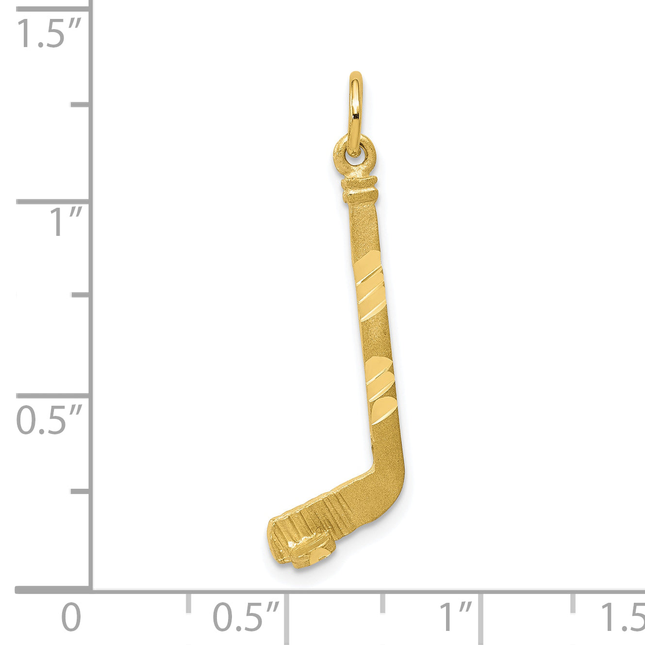10K Gold Solid Hockey Stick Charm with Polished Finish